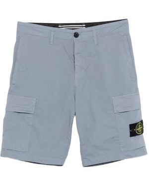 Stone Island L100020 Stretch Cotton Tela 'Paracadute' Shorts - Blue