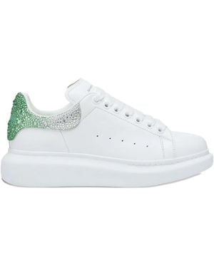 McQueen Embellished Lace-Up Trainers - White