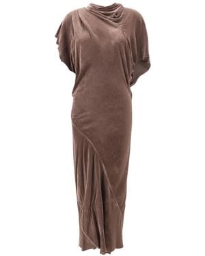 Rick Owens Draped Asymmetric-Hem Dress - Brown