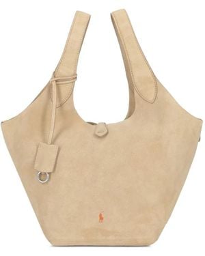 Polo Ralph Lauren Polo Play Suede Tote Bag - Natural