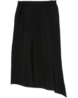 Issey Miyake Jupe Mi-Longue Asymétrique À Design Plissé - Noir