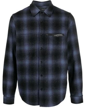 Amiri Logo-Patch Check-Print Shirt - Blue