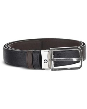 Montblanc Reversible Embossed-Leather Belt - Black