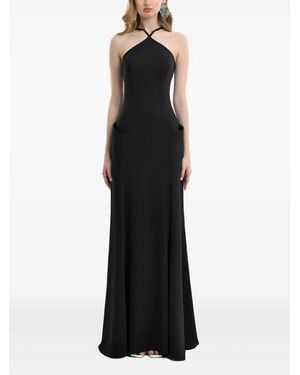 Gemy Maalouf Halter-Neck Structured-Hip Dress - Black