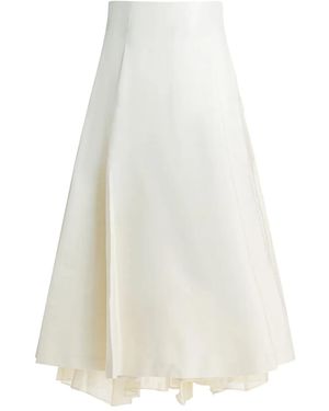 Sandbeige Layered Skirt - White