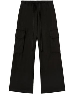 Palm Angels Wide-Leg Cotton Cargo Trousers - Black