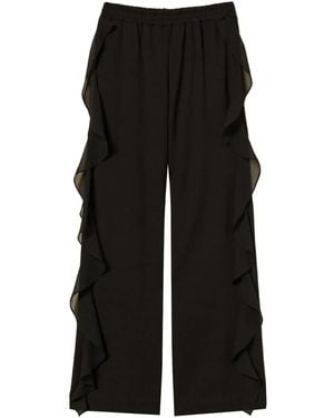 Twinset Ruffle-Detail Straight Trousers - Black