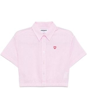 Chocoolate Cropped Shirt Jacket - Pink