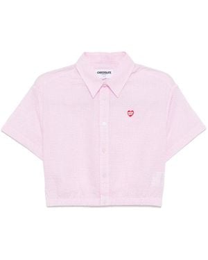 Chocoolate Cropped Shirt Jacket - Pink