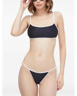 Samsøe & Samsøe Contrast-Trim Side-Tie Bikini - Black