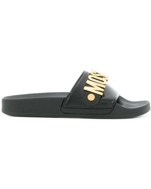 Moschino Logo Plaque Pool Slides - Green
