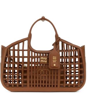 Miu Miu Archive 2009 Cage-Effect Tote Bag - Brown