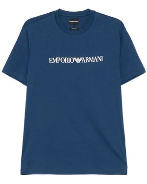 Emporio Armani Logo-Print T-Shirt - Blue