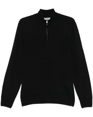 Canali High-Neck Zip-Front Jumper - Black