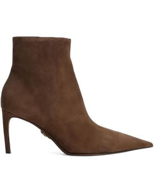 Dolce & Gabbana Devotion Pointed-Toe Ankle Boots 75Mm - Brown