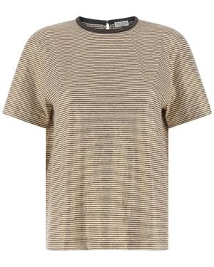 Brunello Cucinelli Striped T-Shirt - Gray