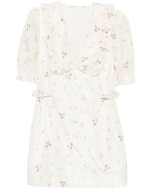 Alessandra Rich Floral-Print Mini Dress - White