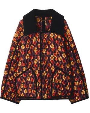 Burberry Geranium Leaf Quilted Nylon Floriston Jacket - Red