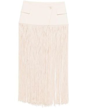 Patrizia Pepe Fabric Fringe Wrap Belt - White