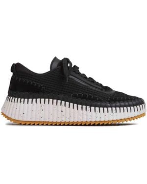 Chloé Textured lace-up sneakers - Schwarz