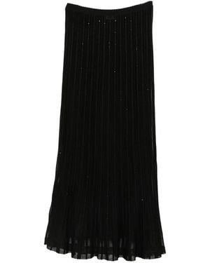 Tom Ford Sequin-Embellished Ribbed Long Skirt - Black
