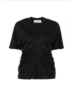 Rohe Gerafftes T-Shirt - Schwarz