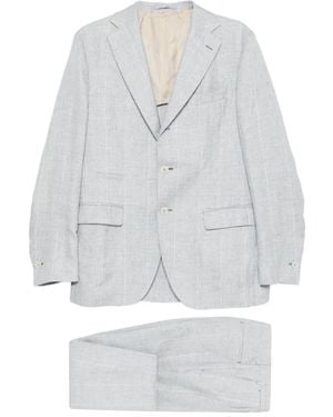 Eleventy Pinstripe Single-Breasted Suit - White
