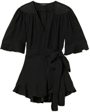 Twinset Ruffle-Detail Wrap Top - Black