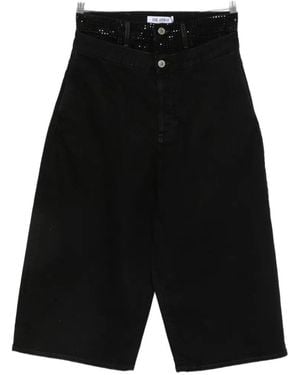 The Attico Wide-Leg Cropped Jeans - Black