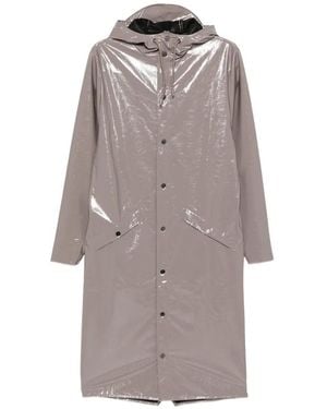 Rains Glossy Hooded Coat - Gray