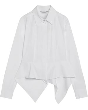 Max Mara Logo-Button Long-Sleeve Shirt - White