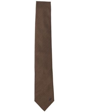 Brioni Striped Silk Tie - Brown