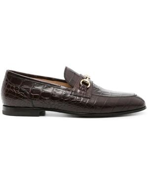 SCAROSSO Alessandro Embossed-Crocodile Loafers - Grey
