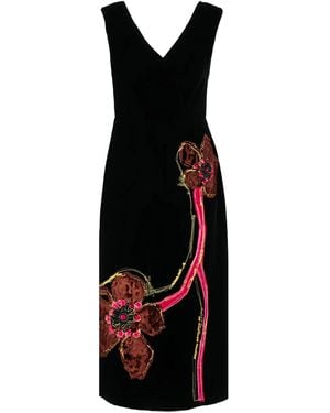 Prada Embroidered Velvet Dress - Black