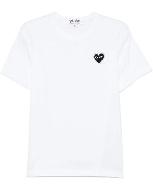 COMME DES GARÇONS PLAY Rhinestone-Emblem T-Shirt - White