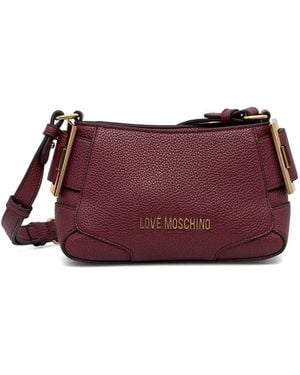Love Moschino Logo-Plaque Pebbled Crossbody Bag - Purple
