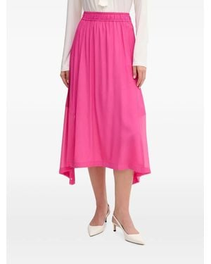 DKNY Falda Midi Asimétrica Con Cinturilla Elástica - Rosa