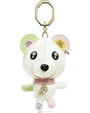Swarovski Teddy Crystal-Detail Keyring - White