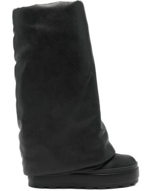 Casadei Foldover-Detail Platform Boots - Black