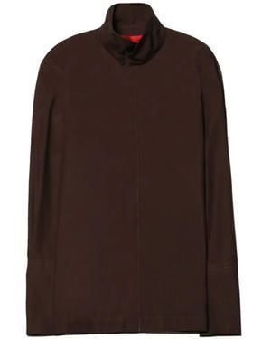 Thelatest High-Neck Long-Sleeved Shirt - Brown