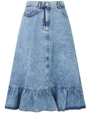 Moschino Ruffled Flared Midi Skirt - Blue