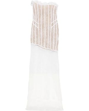 GIUSEPPE DI MORABITO Lace Ruffled Maxi Dress - White