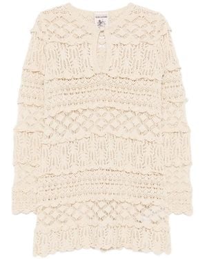 Semicouture Ruffled Openwork Mini Dress - Natural