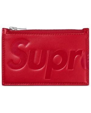 Supreme Embossed Leather Cardholder - Red