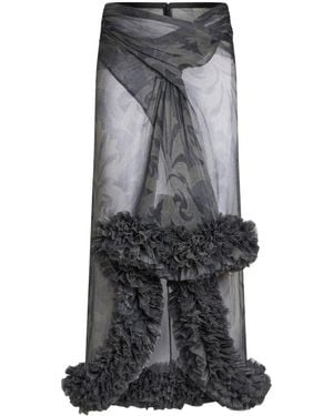 Etro Printed Ruched Midi Skirt - Gray