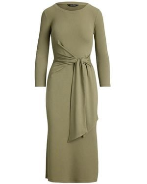 Ralph Lauren Belted Georgette Surplice Midi Dress - Green