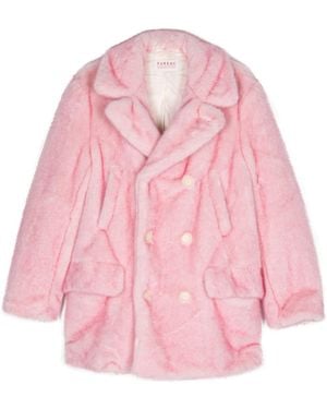 Fursac Faux-Fur Double-Breasted Coat - Pink