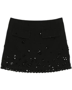 Maje Sequin-Embellished Flap-Pocket Skirt - Black