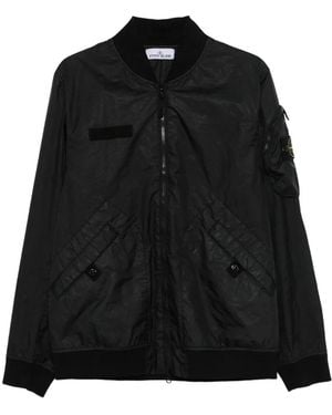 Stone Island Logo-Patch Bomber Jacket - Black