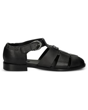 Roberto Cavalli Logo-Appliqué Sandals - Black